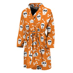 Halloween Skull Pattern Print Men's Bathrobe
