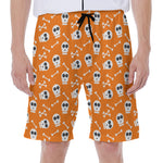 Halloween Skull Pattern Print Men's Beach Shorts
