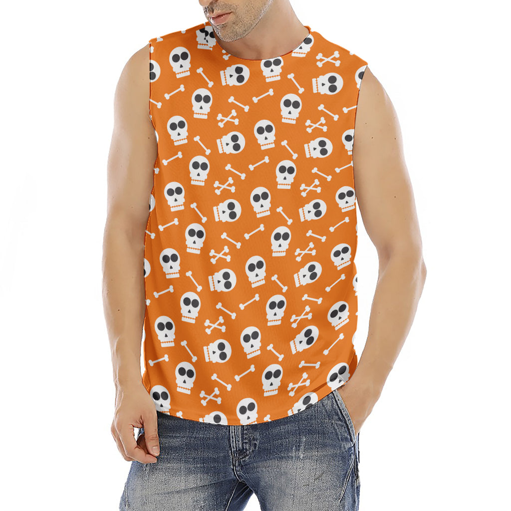 Halloween Skull Pattern Print Men's Fitness Tank Top