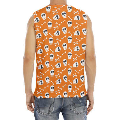 Halloween Skull Pattern Print Men's Fitness Tank Top