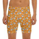 Halloween Skull Pattern Print Men's Long Boxer Briefs