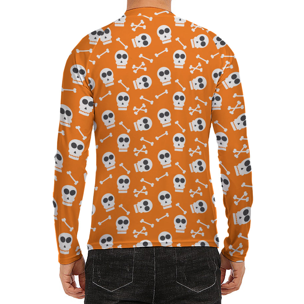 Halloween Skull Pattern Print Men's Long Sleeve Rash Guard