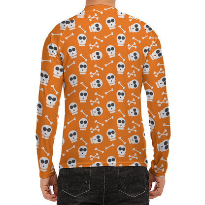 Halloween Skull Pattern Print Men's Long Sleeve Rash Guard