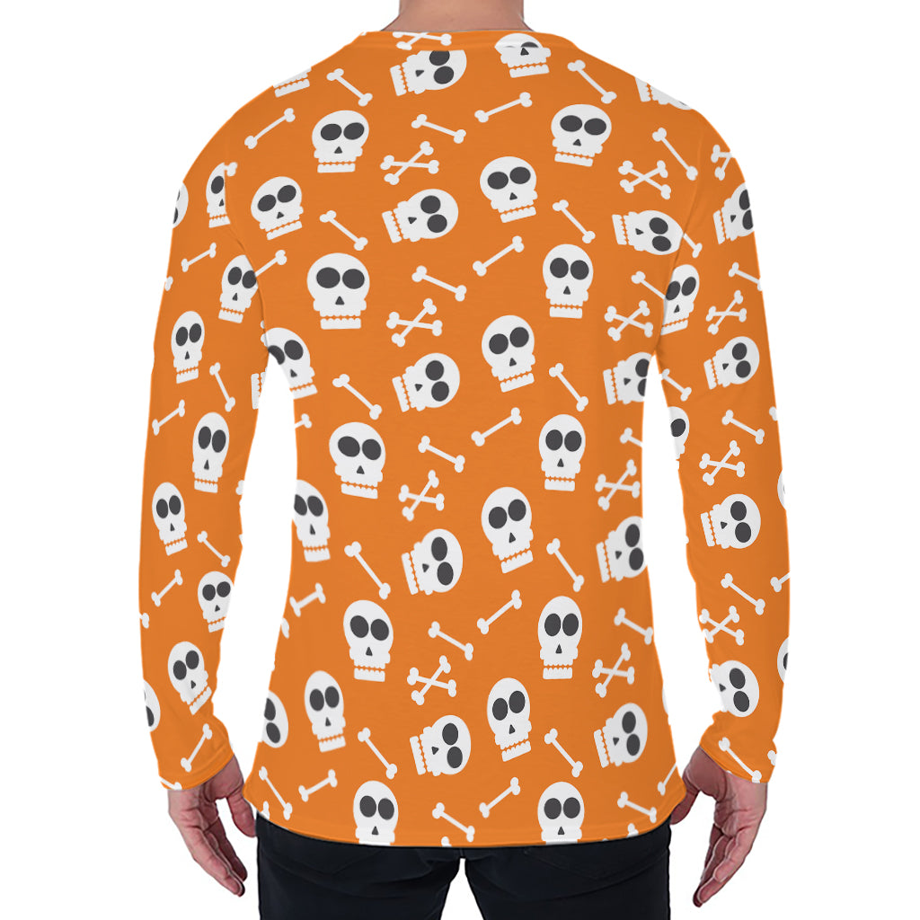 Halloween Skull Pattern Print Men's Long Sleeve T-Shirt