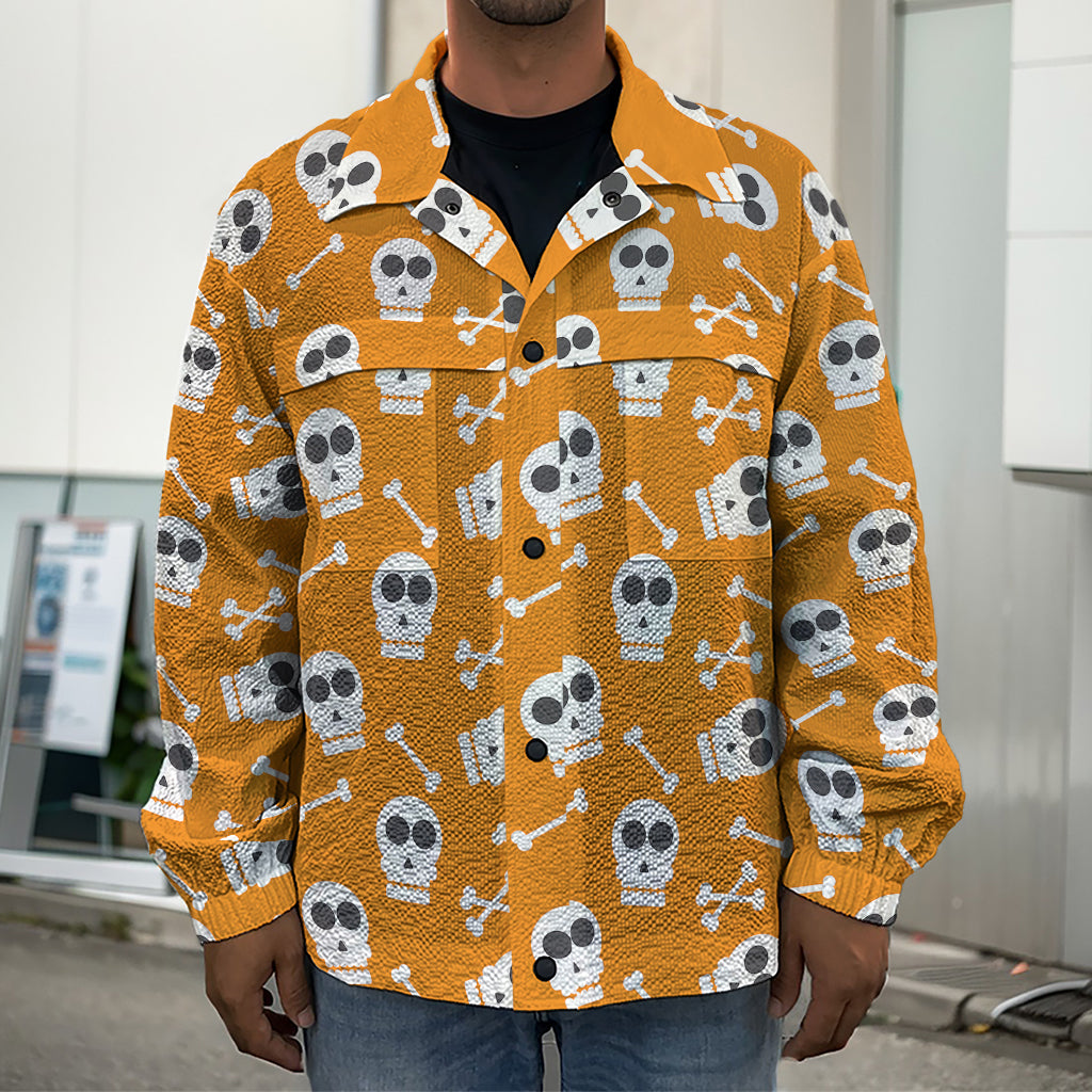 Halloween Skull Pattern Print Men's Shirt Jacket