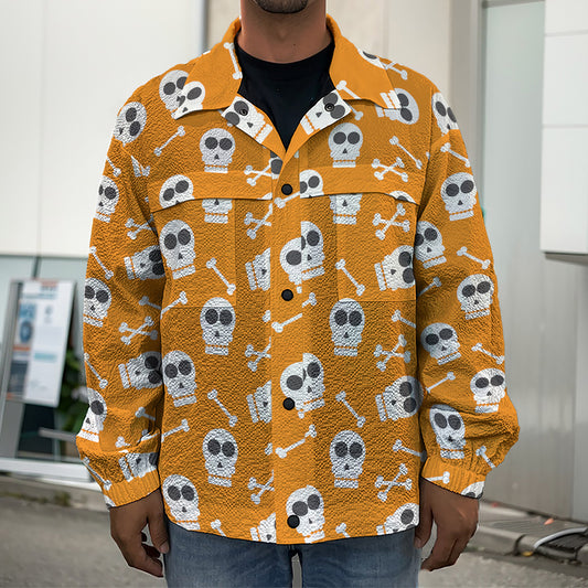 Halloween Skull Pattern Print Men's Shirt Jacket