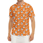 Halloween Skull Pattern Print Men's Short Sleeve Rash Guard