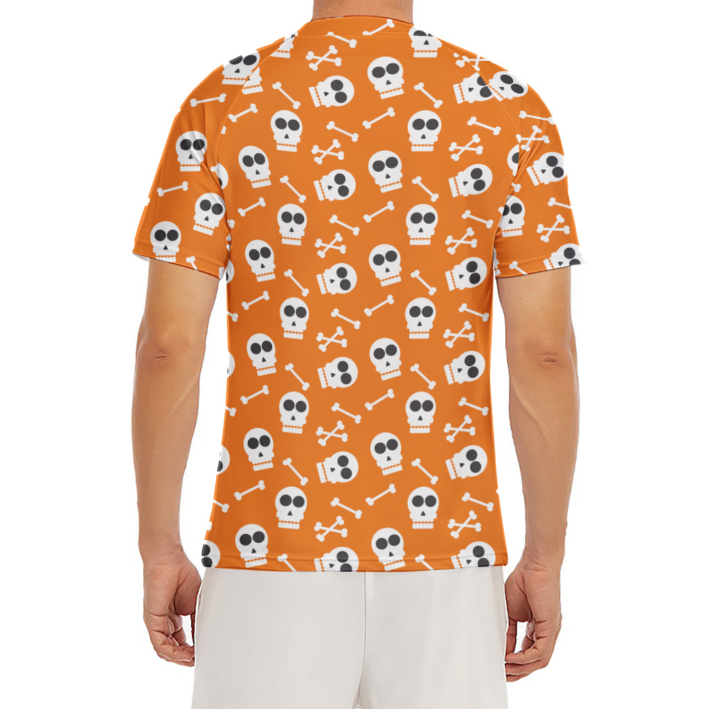 Halloween Skull Pattern Print Men's Short Sleeve Rash Guard