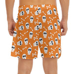 Halloween Skull Pattern Print Men's Split Running Shorts