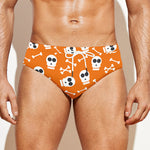 Halloween Skull Pattern Print Men's Swim Briefs