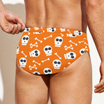 Halloween Skull Pattern Print Men's Swim Briefs