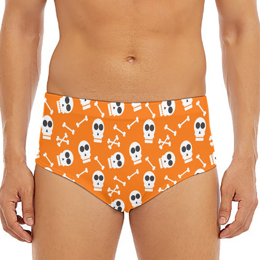 Halloween Skull Pattern Print Men's Triangle Swim Briefs