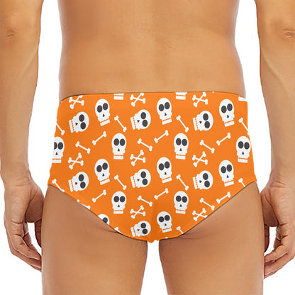 Halloween Skull Pattern Print Men's Triangle Swim Briefs