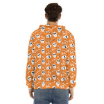 Halloween Skull Pattern Print Men's Velvet Pullover Hoodie