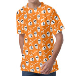 Halloween Skull Pattern Print Men's Velvet T-Shirt