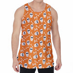 Halloween Skull Pattern Print Men's Velvet Tank Top