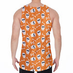 Halloween Skull Pattern Print Men's Velvet Tank Top