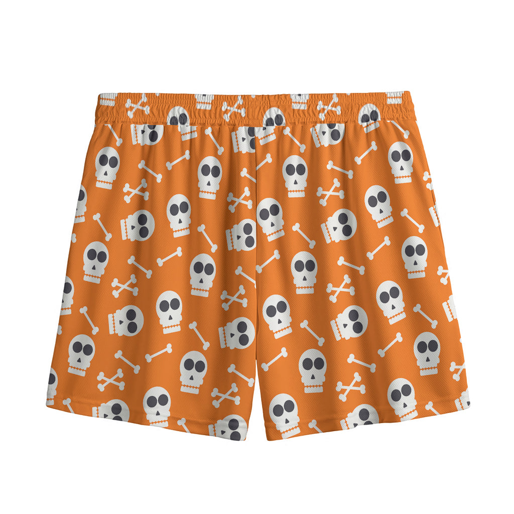 Halloween Skull Pattern Print Mesh Shorts