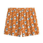 Halloween Skull Pattern Print Mesh Shorts