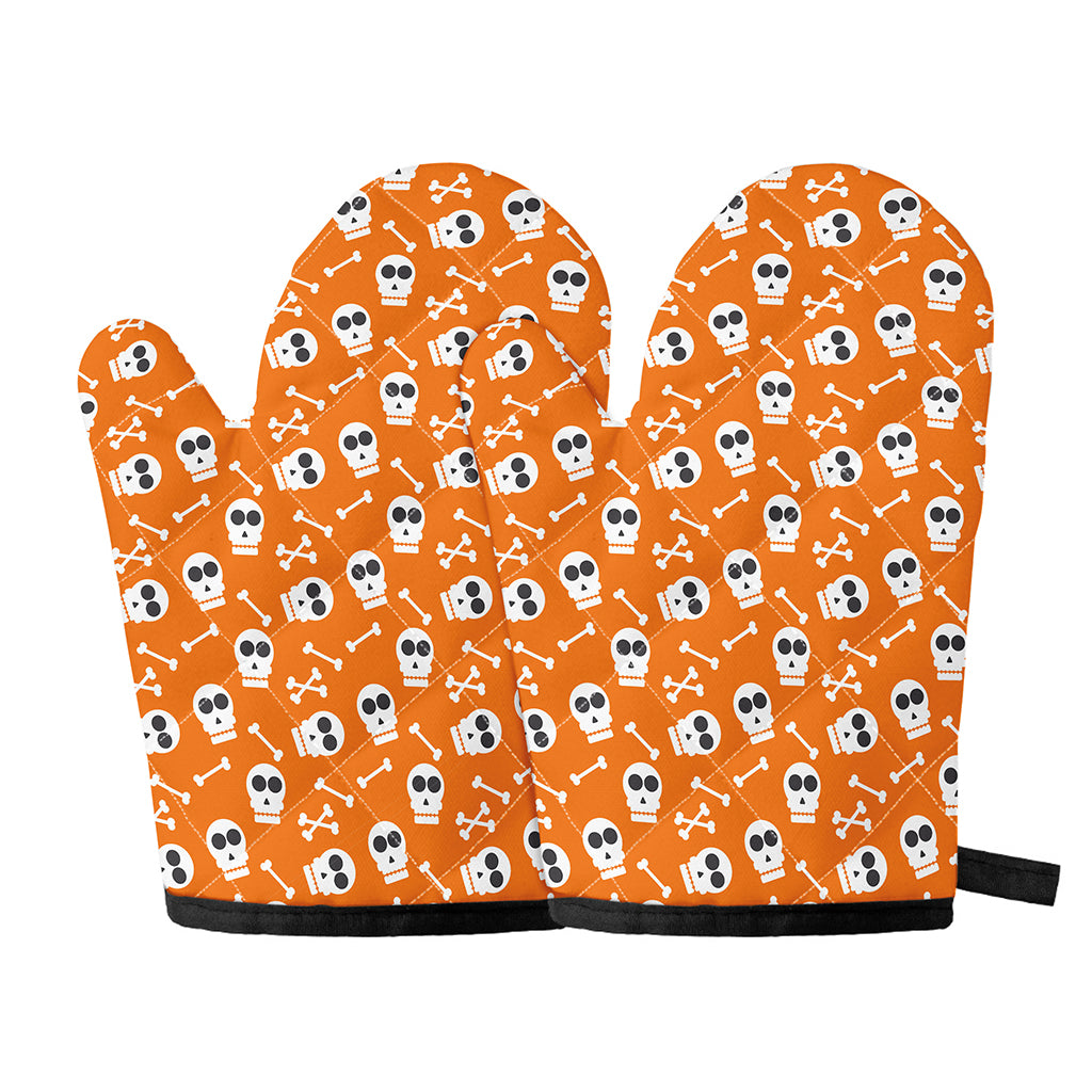 Halloween Skull Pattern Print Oven Mitts