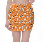Halloween Skull Pattern Print Pencil Mini Skirt