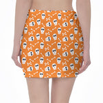 Halloween Skull Pattern Print Pencil Mini Skirt
