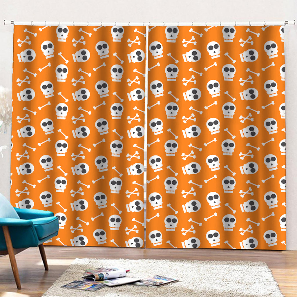 Halloween Skull Pattern Print Pencil Pleat Curtains