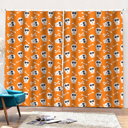 Halloween Skull Pattern Print Pencil Pleat Curtains