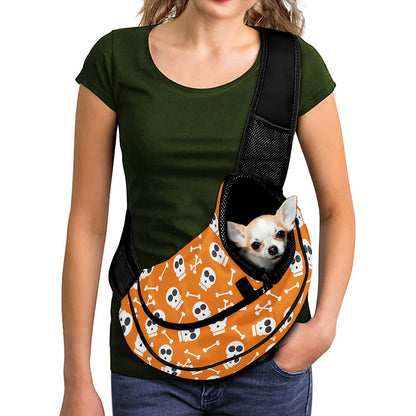 Halloween Skull Pattern Print Pet Sling Carrier