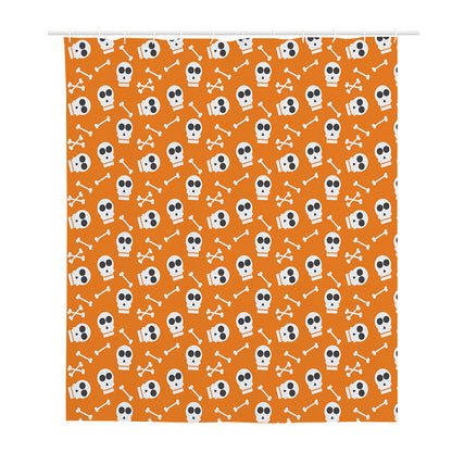 Halloween Skull Pattern Print Polyester Shower Curtain
