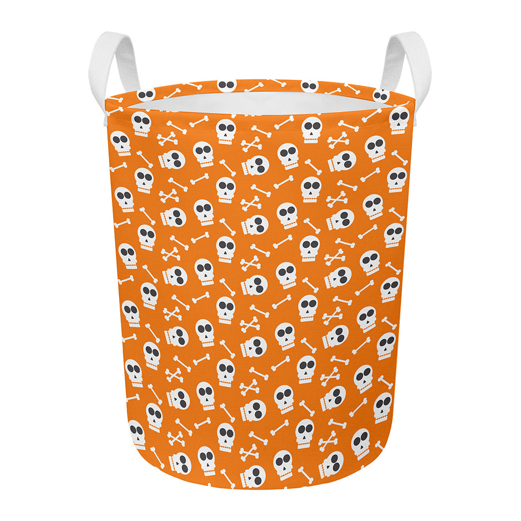 Halloween Skull Pattern Print Round Laundry Basket