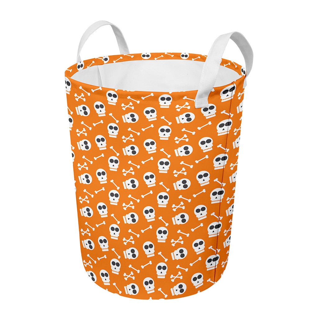 Halloween Skull Pattern Print Round Laundry Basket