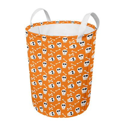 Halloween Skull Pattern Print Round Laundry Basket