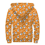 Halloween Skull Pattern Print Sherpa Lined Zip Up Hoodie