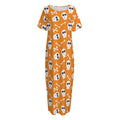 Halloween Skull Pattern Print Short Sleeve Long Nightdress