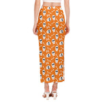 Halloween Skull Pattern Print Side Slit Maxi Skirt