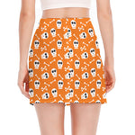 Halloween Skull Pattern Print Side Slit Mini Skirt