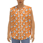 Halloween Skull Pattern Print Sleeveless Baseball Jersey