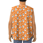Halloween Skull Pattern Print Sleeveless Baseball Jersey