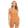 Halloween Skull Pattern Print Sleeveless One Piece Swimsuit