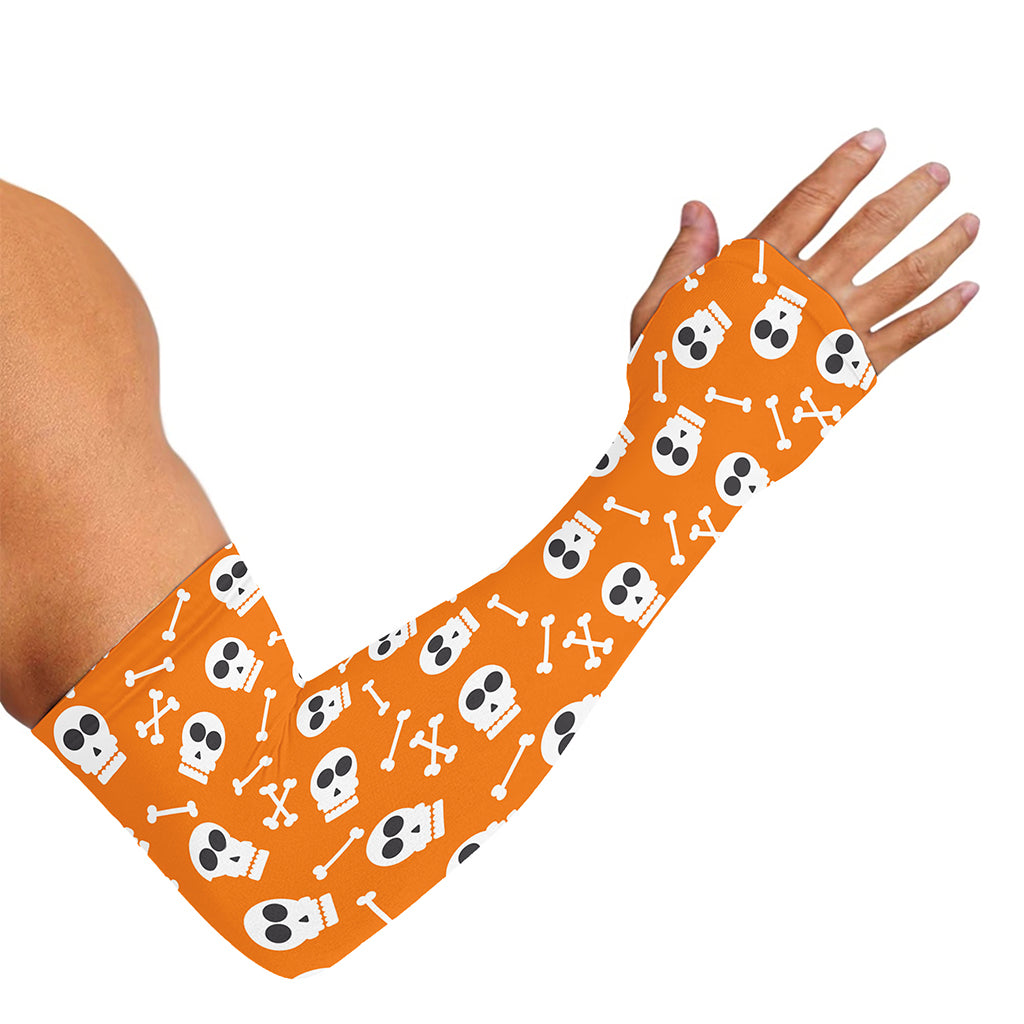 Halloween Skull Pattern Print Sun Protection Arm Sleeves