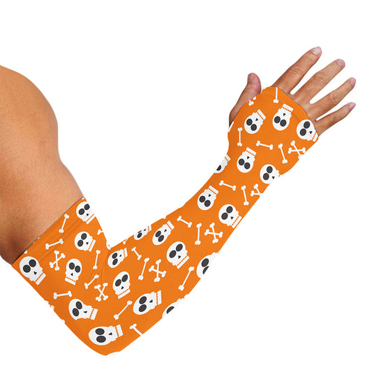 Halloween Skull Pattern Print Sun Protection Arm Sleeves