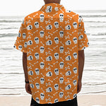 Halloween Skull Pattern Print Textured Short Sleeve Shirt