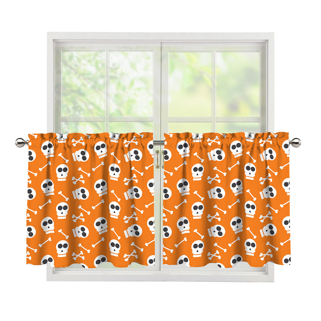 Halloween Skull Pattern Print Tier Curtains