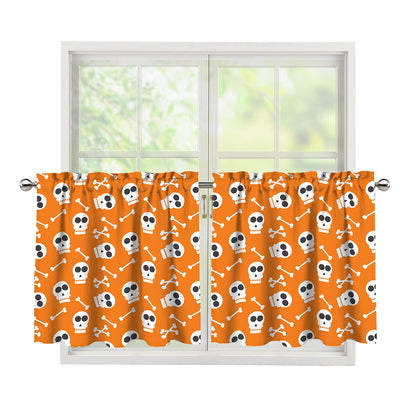 Halloween Skull Pattern Print Tier Curtains