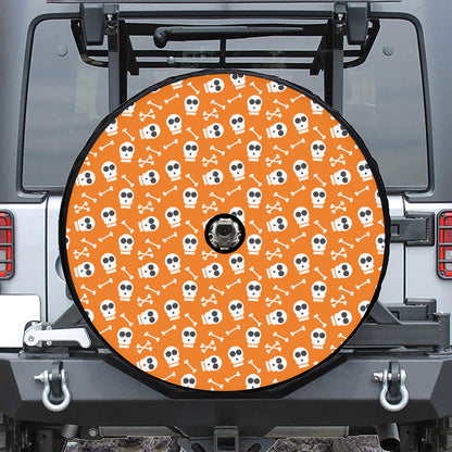 Halloween Skull Pattern Print Tire Cover With Camera Hole