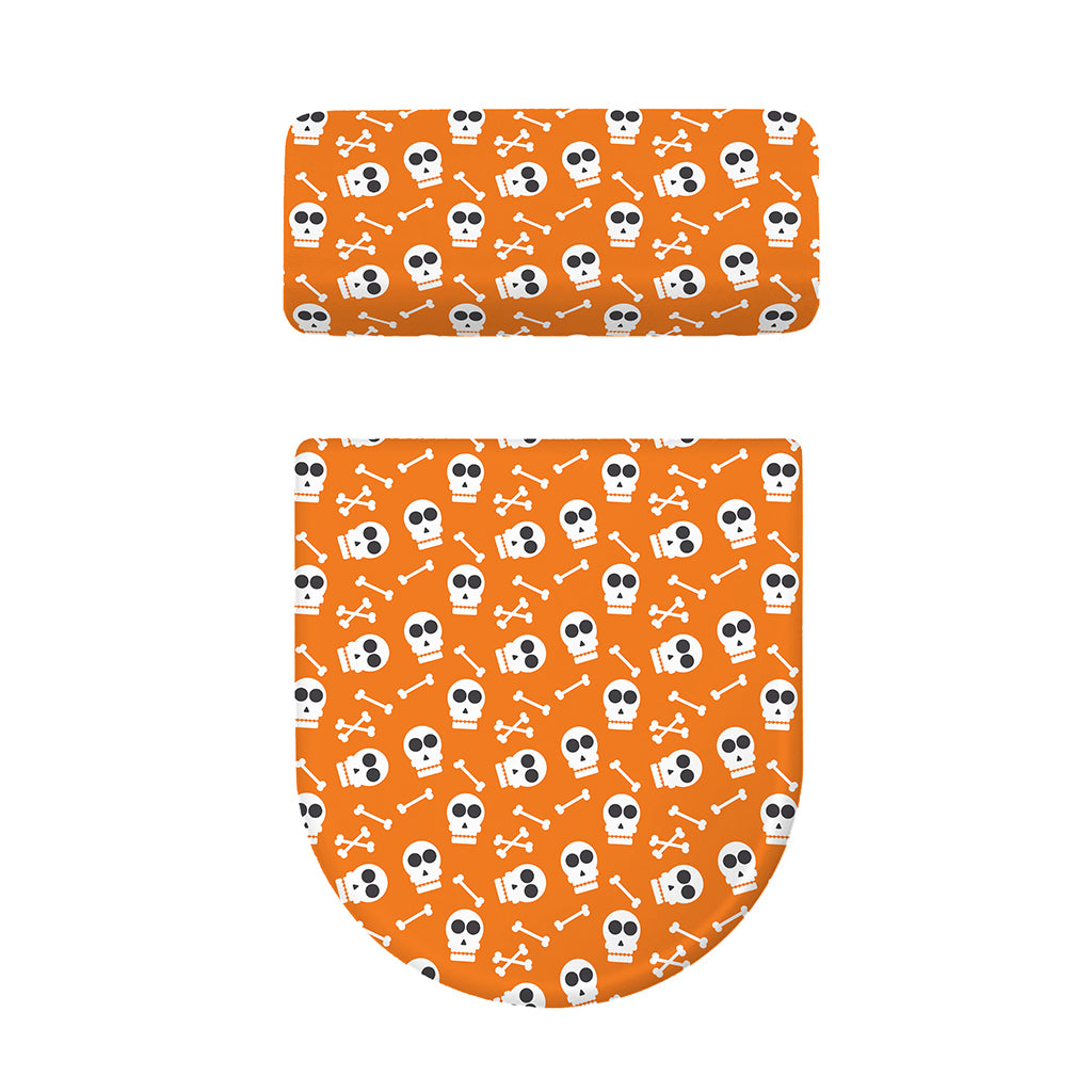 Halloween Skull Pattern Print Toilet Lid And Tank Cover Set