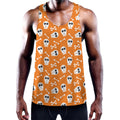 Halloween Skull Pattern Print Men's Workout Tank Top