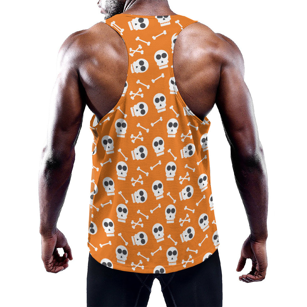 Halloween Skull Pattern Print Training Tank Top