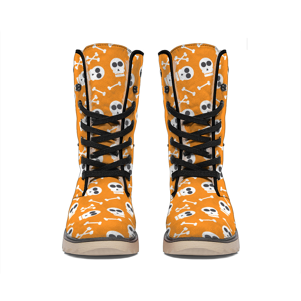Halloween Skull Pattern Print Winter Boots